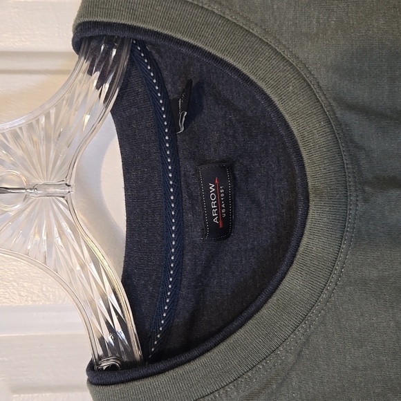 Arrow, Short Sleeve Tee, 4XL, Crew Neck Striped, Green, Blue, Soft Cotton Blend - Picture 4 of 11